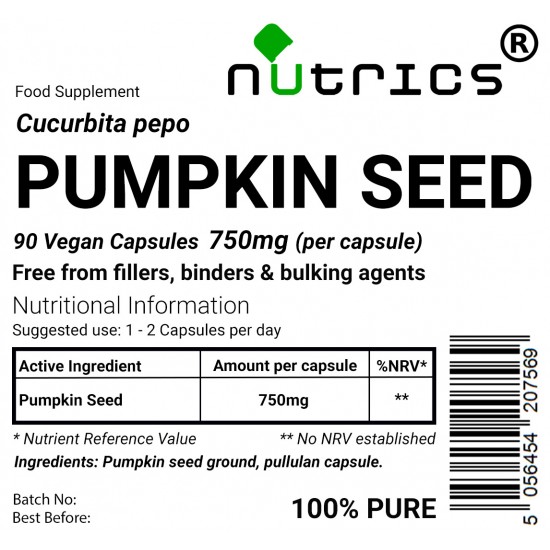 PUMPKIN SEED 750mg x 90 Vegan Capsules 