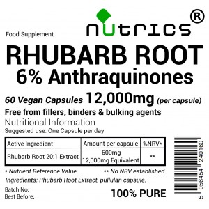 Rhubarb Root Extract  12000mg  Vegan Capsules 