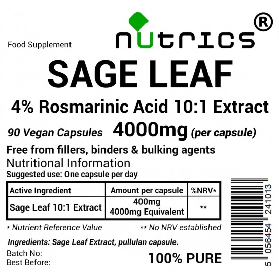 Sage Leaf Extract  4000mg V Capsules