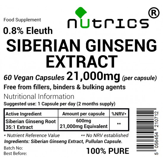 Siberian Ginseng Extract 21,000mg V Capsules