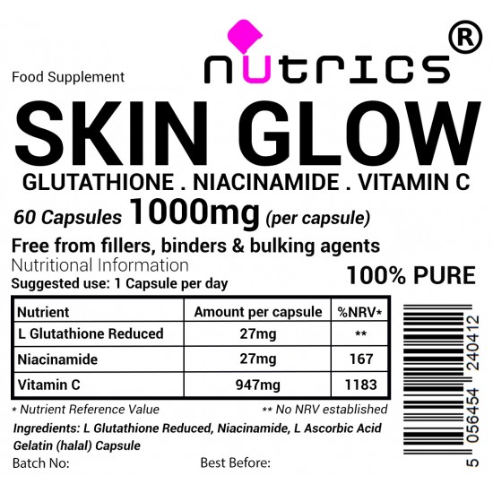 Glutathione Niacinamide Vitamin C 1000mg Capsules Skin Glow