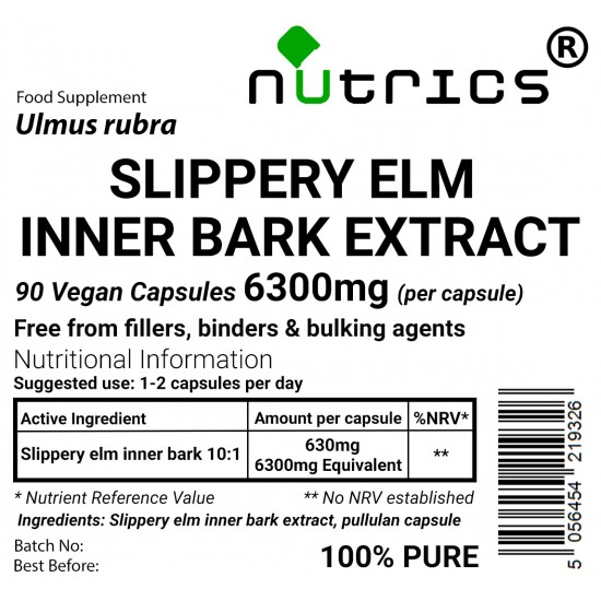 Slippery Elm Inner Bark Extract Capsules 6300mg V Capsules