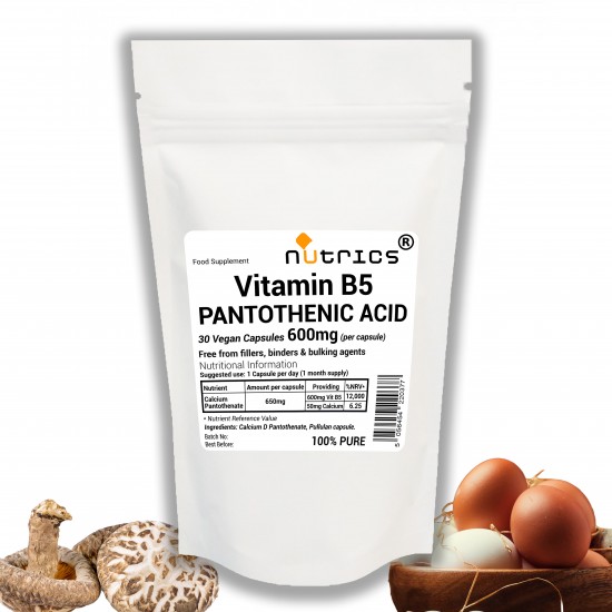 Vitamin B5 Pantothenic Acid Vegan 600mg Capsules
