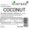 Coconut 800mg   90 Vegan Capsules 100% Pure 
