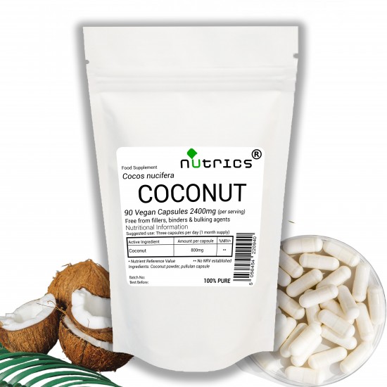 Coconut 800mg   90 Vegan Capsules 100% Pure 