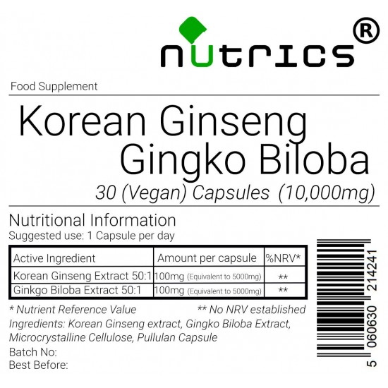 Ginkgo Biloba Extract & Korean Ginseng Extract 10,000mg V Capsules