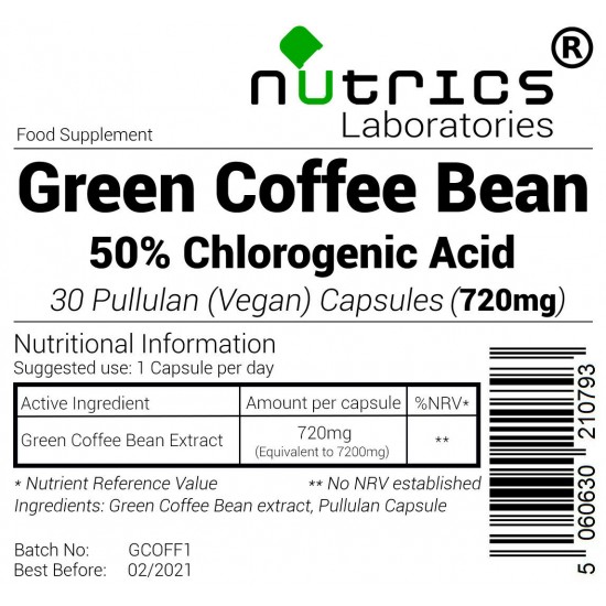 Green Coffee Bean Extract 7,200mg V Capsules