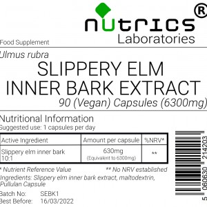 Slippery Elm Inner Bark Extract Capsules 630mg V Capsules