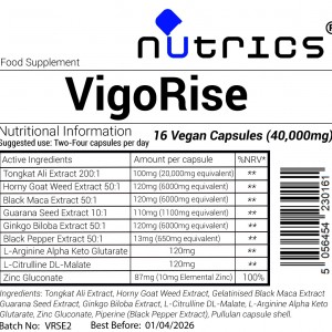 Vigorise 40000mg Sexual Stamina Dietary Supplement - 16 Vegan Capsules