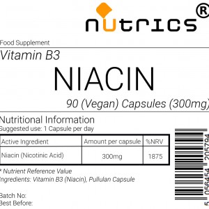 NIACIN Vitamin B3 300mg Vegan Capsules Nicotinic Acid