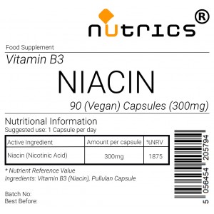 NIACIN Vitamin B3 300mg Vegan Capsules Nicotinic Acid