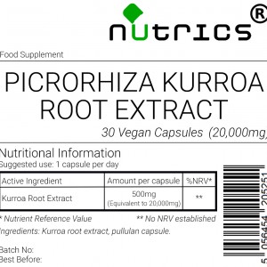 20,000mg Picrorhiza Kurroa Root Extract Kutki Pure V Capsules