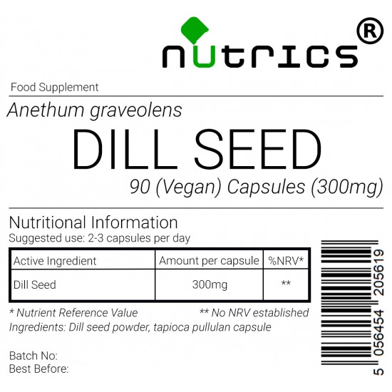 DILL SEED 300mg x 90 Vegan Capsules 100% Pure Anethum