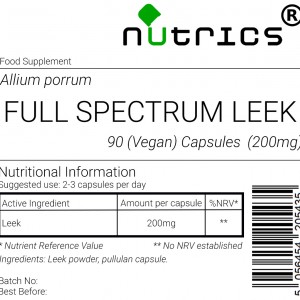 Full Spectrum LEEK 200mg x 90 Vegan Capsules 100% Pure Allium porrum