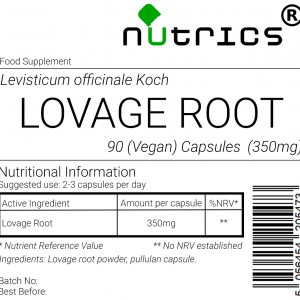 LOVAGE ROOT 350mg x 90 Vegan Capsules 100% Pure Levisticum officinale