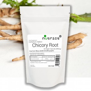 CHICORY ROOT 850mg x 60 Vegan Capsules Prebiotic Fibre INULIN 100% Pure