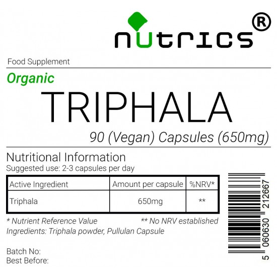 Triphala (Organic)  650mg V Capsules
