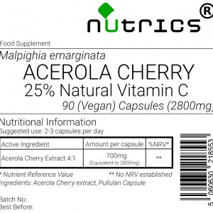 Acerola Cherry 2800mg Vegan Capsules - Vitamin C-Rich Immune Support