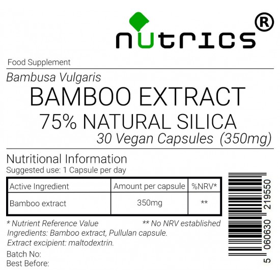 Bamboo Extract 75% Natural Silica, 350mg V Capsules