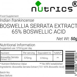 Boswellia Serrata 15:1 Extract Vegan Powder 65% Boswellic Acid 