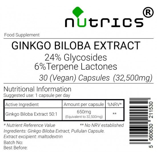 Ginkgo Biloba Extract 32,500mg V Capsules