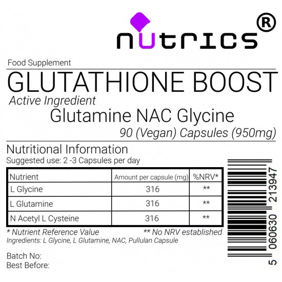 Glutathione Boost NAC Glutamine Glycine 950mg V Capsules    