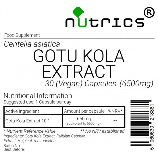 Gotu Kola Extract  6500mg V Capsules