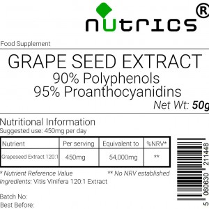 Grapeseed 120:1 Extract Vegan Powder 95% Proanthocyanidins 90% Polyphenols 