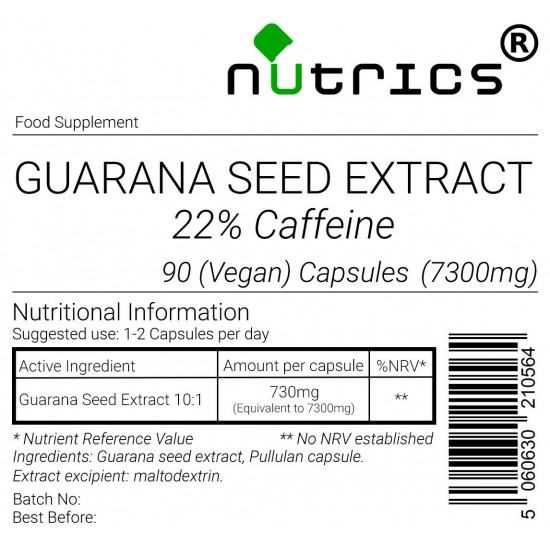 Guarana Seed Extract 22% Caffeine 7300mg Capsules