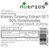 Korean Ginseng 50:1 Extract, 80% Ginsenosides, 25,000mg V Capsules 