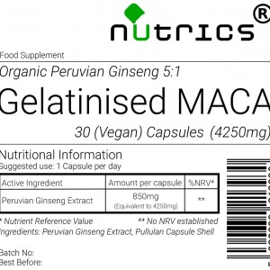 Gelatinised Maca Root Extract Organic 4250mg V Capsules (Wholesale Bulk Buy)