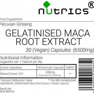 Maca Root Extract Gelatinised 6500mg Maca Peruvian Ginseng V Capsules