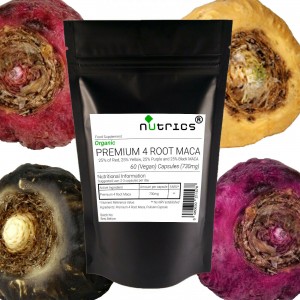 Premium 4 Root Maca - Black,Red,Purple,Yellow Maca (Organic) 25% Each, 730mg V Capsules