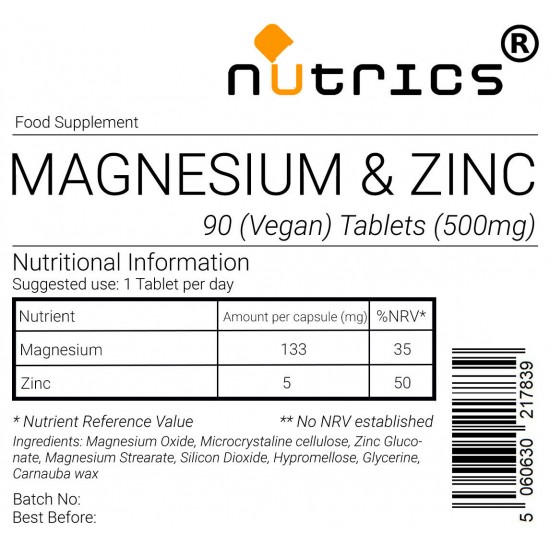 Magnesium & Zinc  500mg Tablets