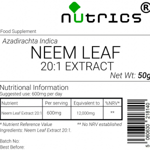 Neem Leaf 20:1 Extract Vegan Powder 