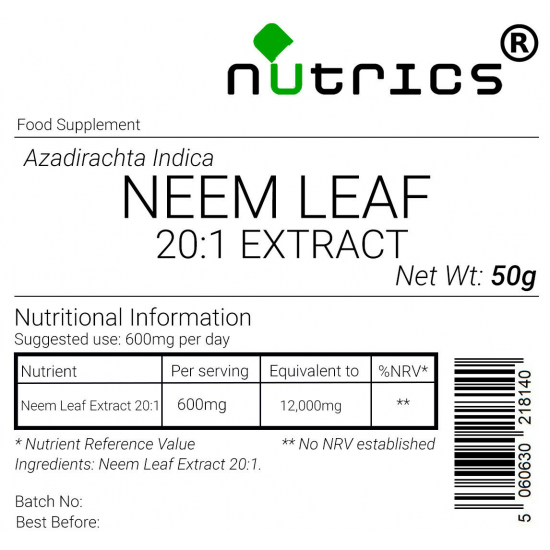 Neem Leaf 20:1 Extract Vegan Powder 