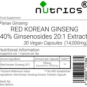 Red Korean Ginseng  Extract 14,000mg V Capsules
