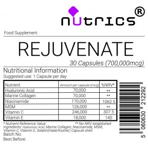 Rejuvenate - Hyaluronic Acid, Marine Collagen, Niacinamide  700mg Capsules
