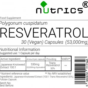 Resveratrol Extract 530mg V Capsules 50% Trans Resveratol