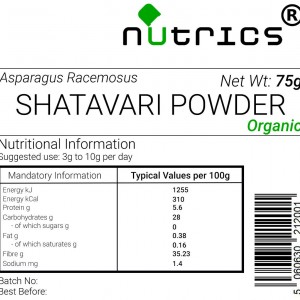 Shatavari Asparagus Racemosus Vegan Powder (Organic)     