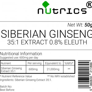 Siberian Ginseng 35:1 0.8% Eleuth Extract Vegan Powder 