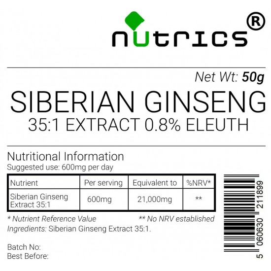 Siberian Ginseng 35:1 0.8% Eleuth Extract Vegan Powder 