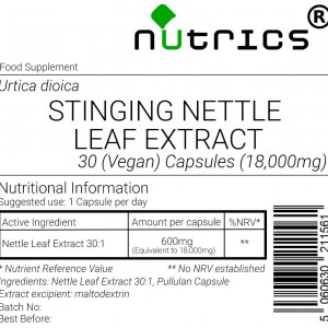 Stinging Nettle Leaf, 30:1 Extract, 18,000mg V Capsules