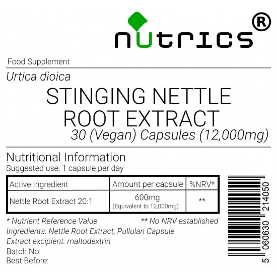 Stinging Nettle Root, 20:1 Extract, 12,000mg V Capsules