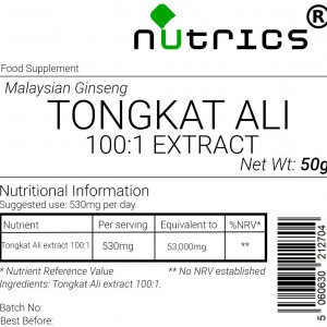 Tongkat Ali 100:1 Extract Vegan Powder - Potent Support for Energy and Vitality | 50g