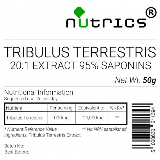 Tribulus Terrestris 20:1 Extract Vegan Powder 