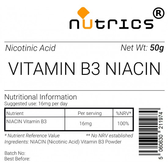 Niacin Nicotinic Acid Vitamin B3 V Powder (Flush)