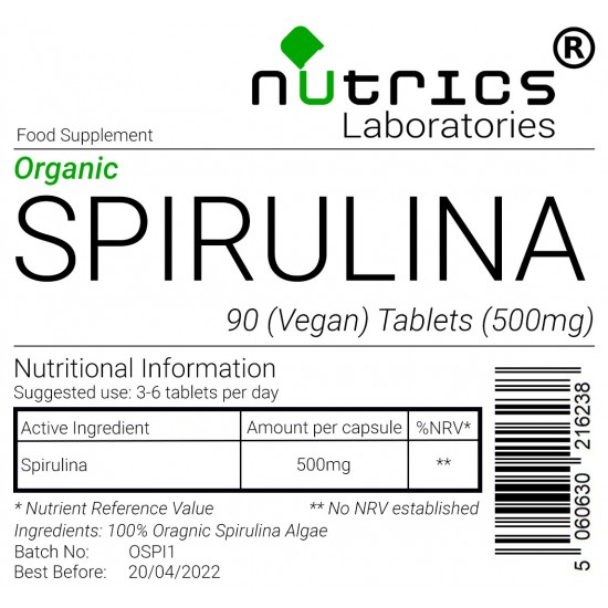 Spirulina 500mg (Organic) Tablets