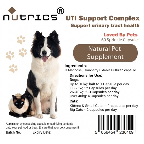Uti Support Complex x 60 capsules for pet D Mannose & Cranberry Extract